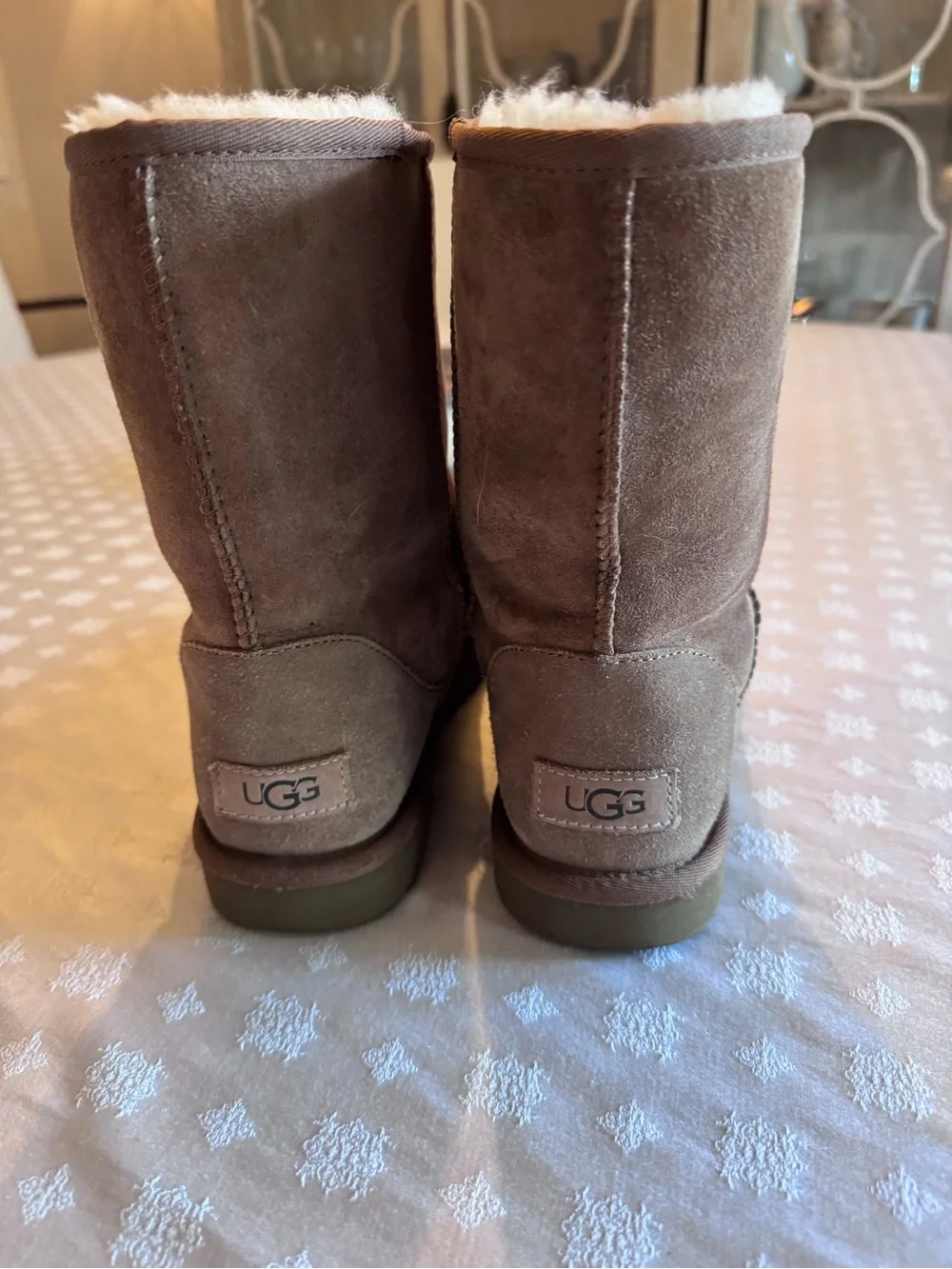 UGG Chestnut/Tan Suede Shearling Mid-Calf Boots